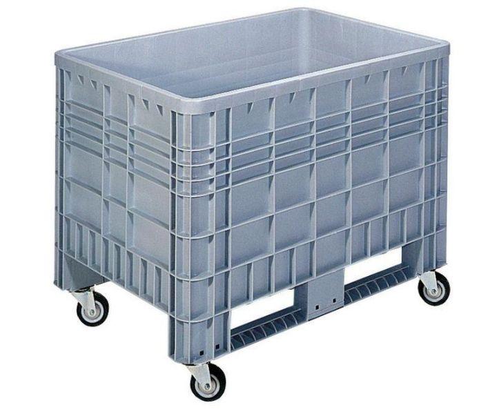 STACKABLE CONTAINERS 1200x800 mm WITH SKIDS AND WHEELS